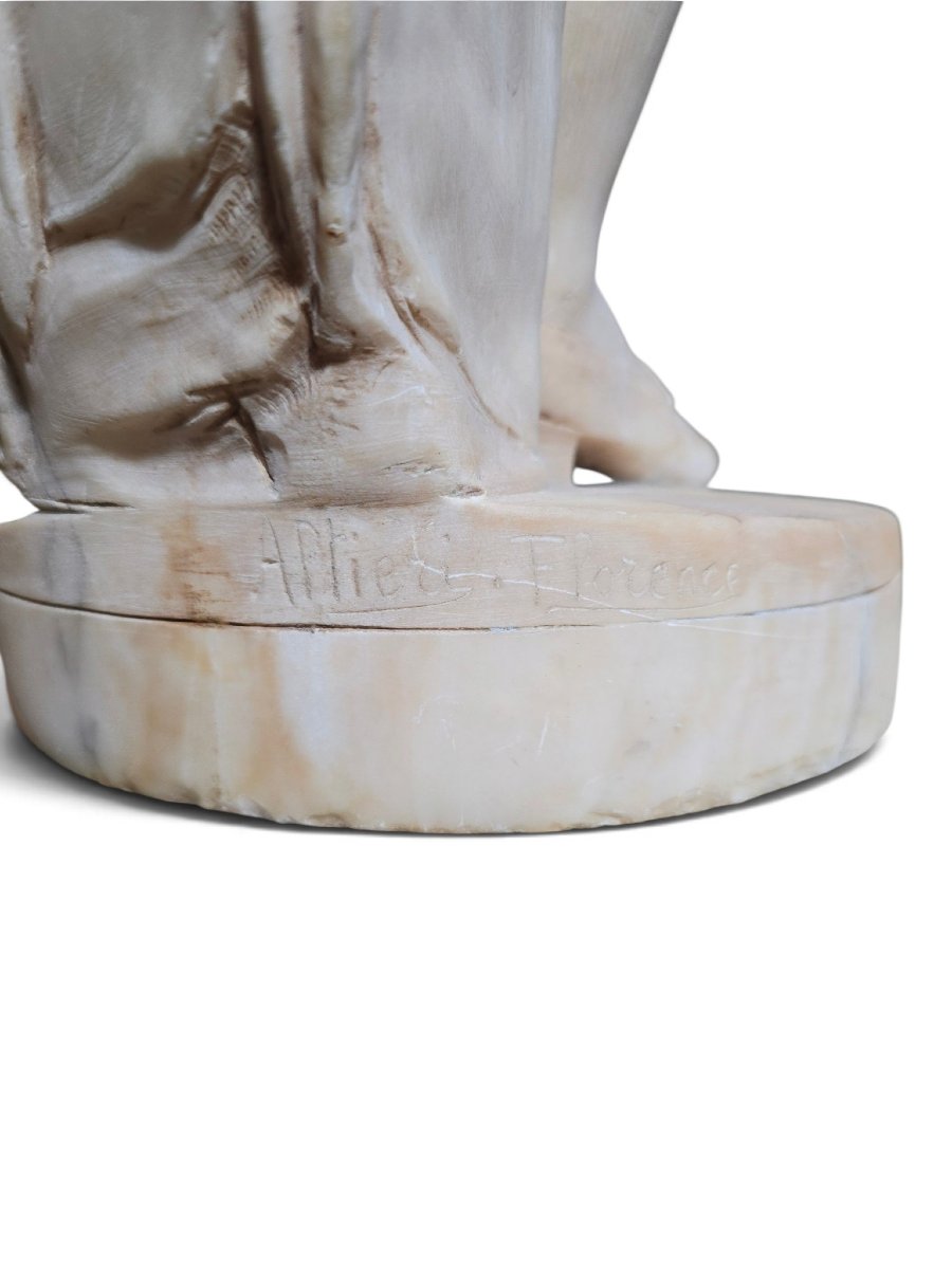 19th-century Italian Alabaster Sculpture (from The Grand Tour Period) Depicting The Young Moza-photo-1