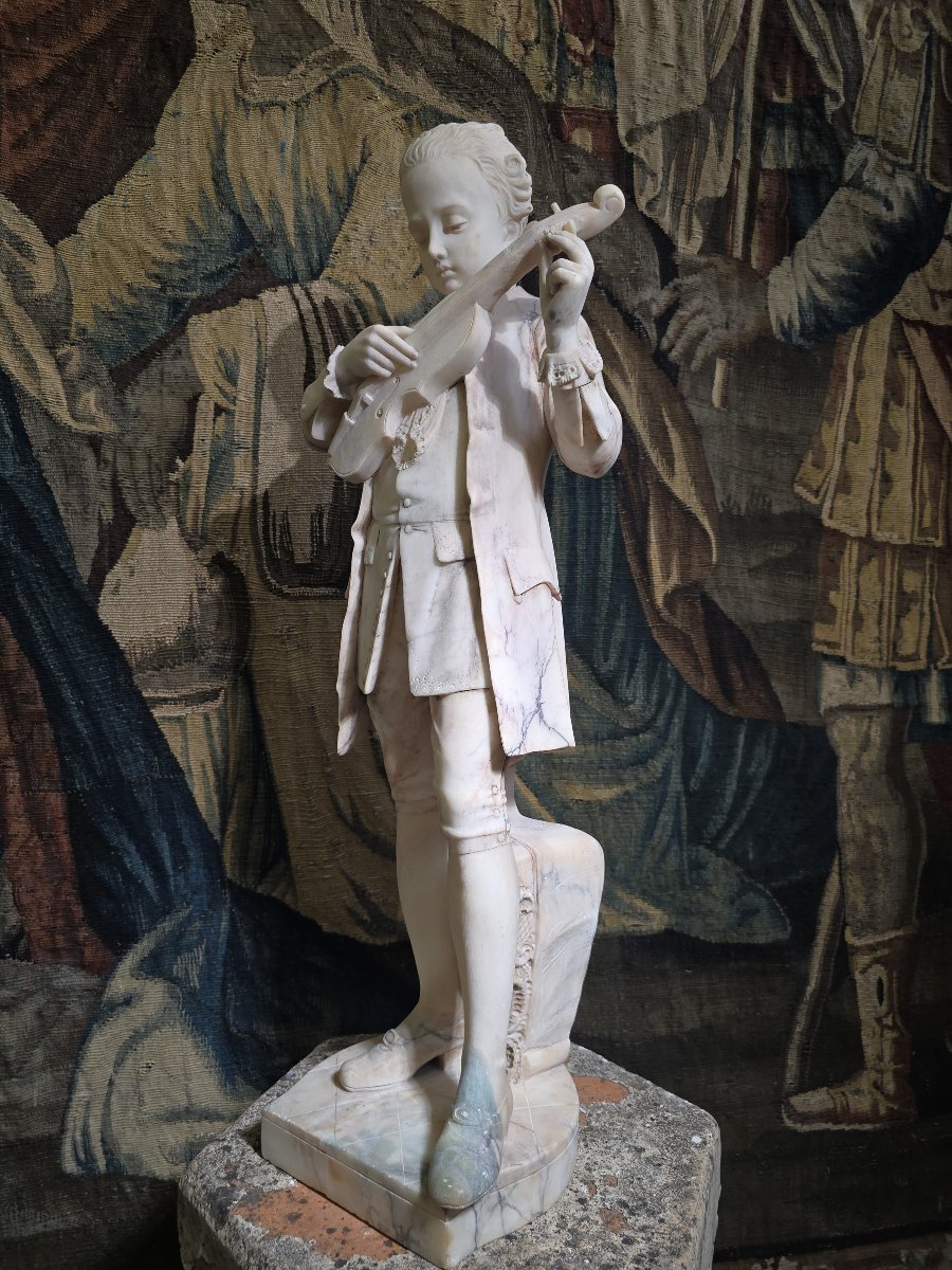 19th-century Italian Alabaster Sculpture (from The Grand Tour Period) Depicting The Young Moza-photo-2