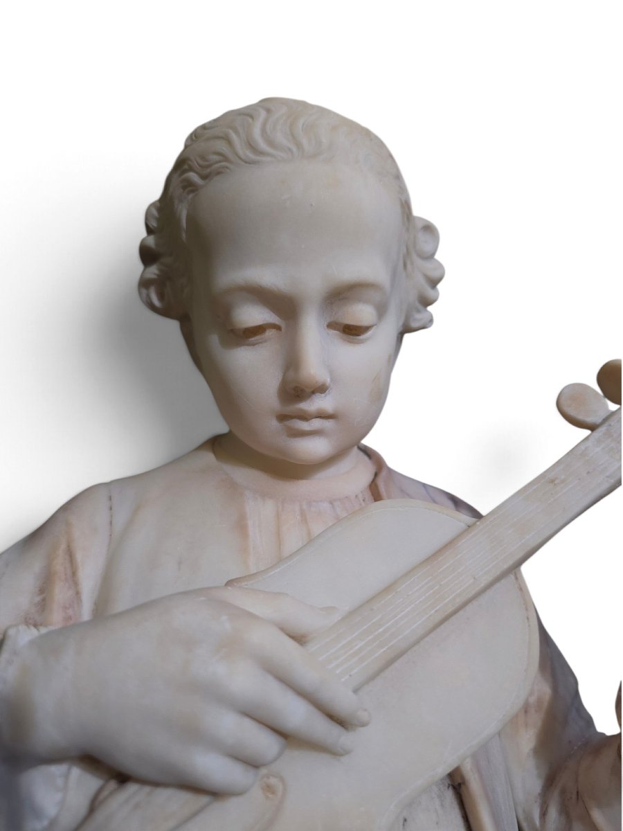 19th-century Italian Alabaster Sculpture (from The Grand Tour Period) Depicting The Young Moza-photo-3