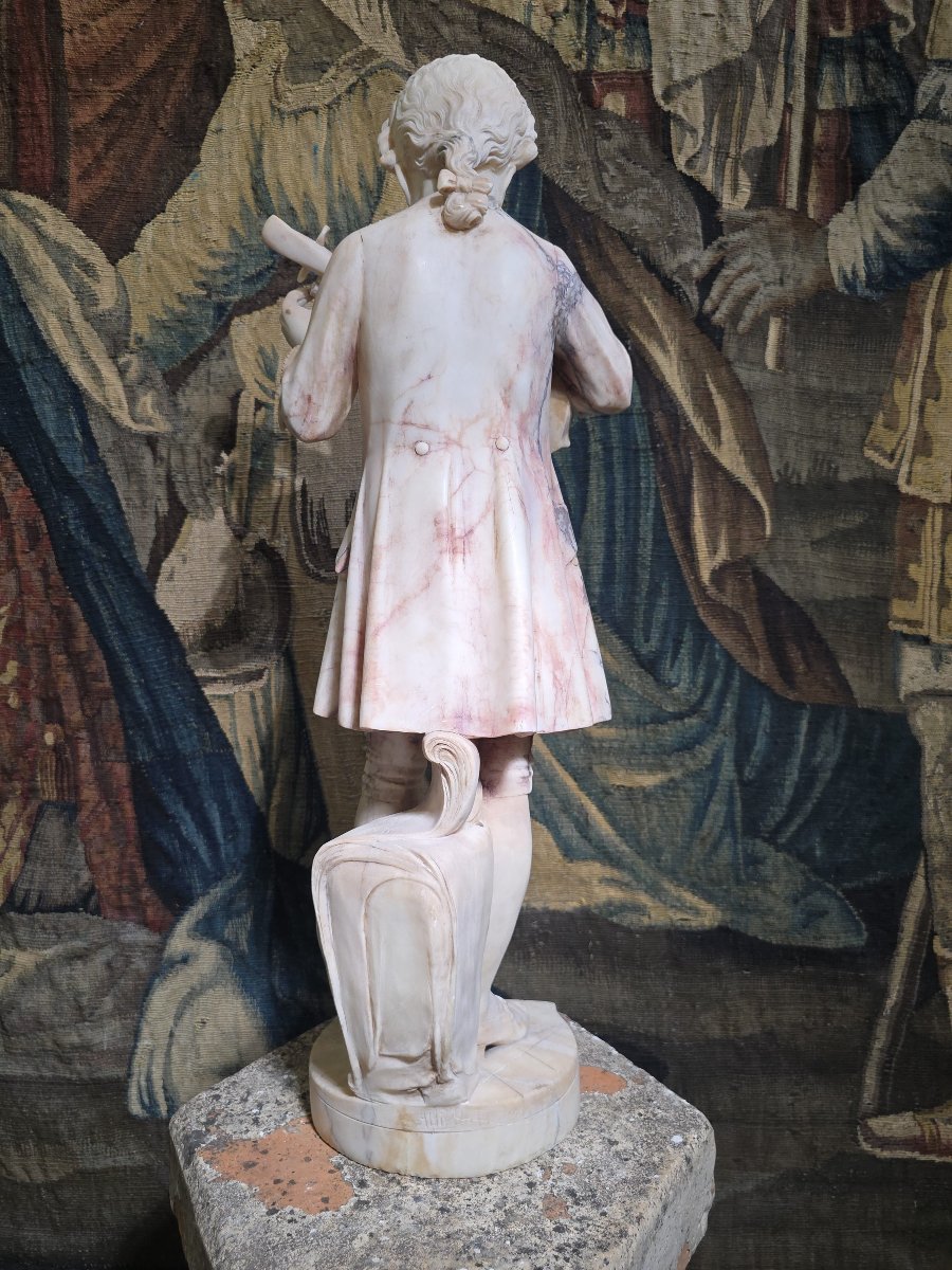 19th-century Italian Alabaster Sculpture (from The Grand Tour Period) Depicting The Young Moza-photo-5