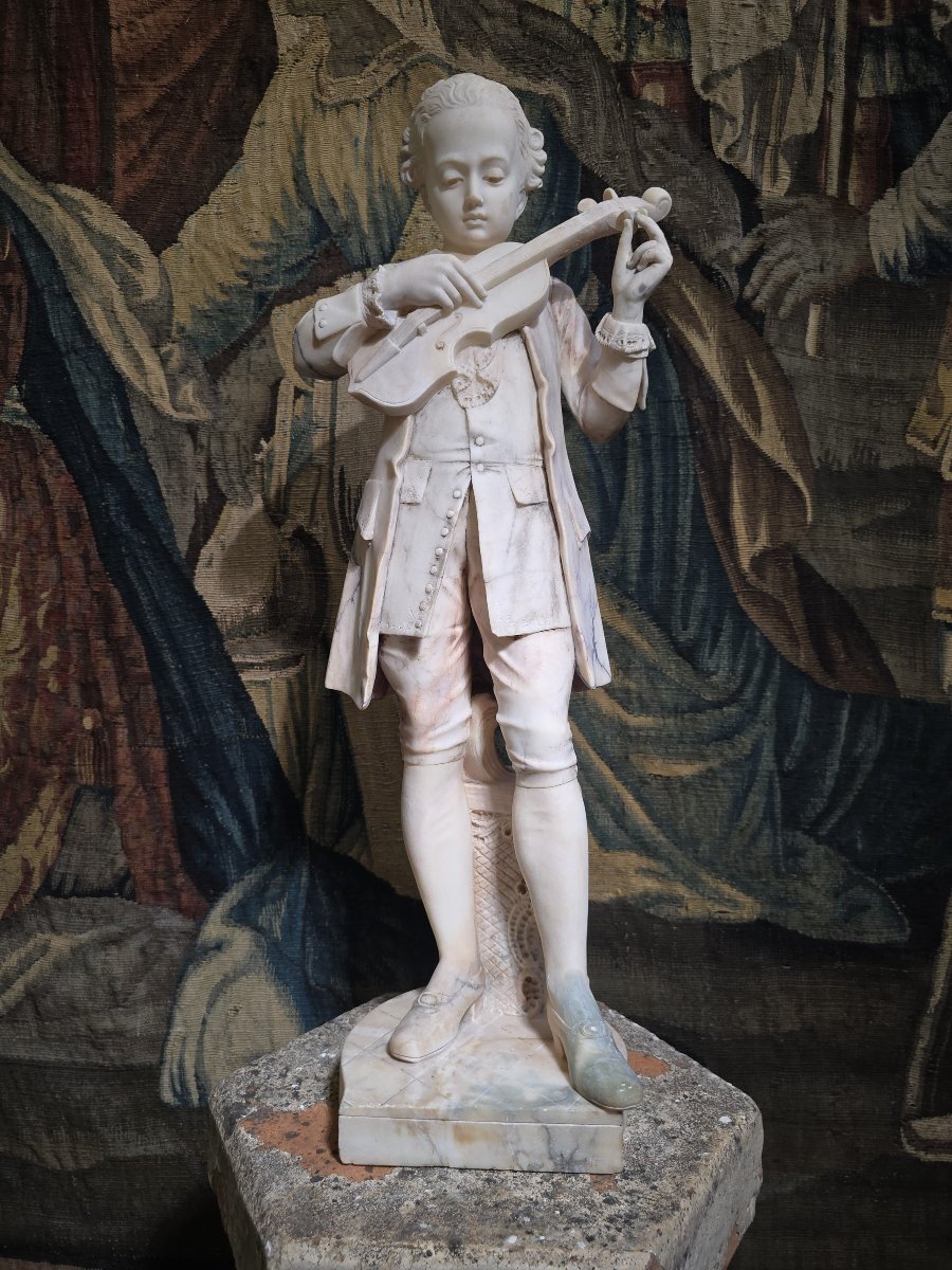 19th-century Italian Alabaster Sculpture (from The Grand Tour Period) Depicting The Young Moza-photo-6