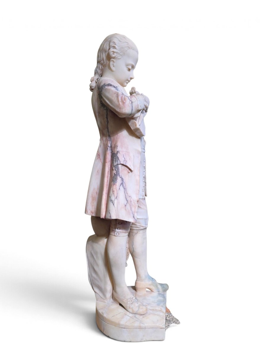 19th-century Italian Alabaster Sculpture (from The Grand Tour Period) Depicting The Young Moza-photo-7