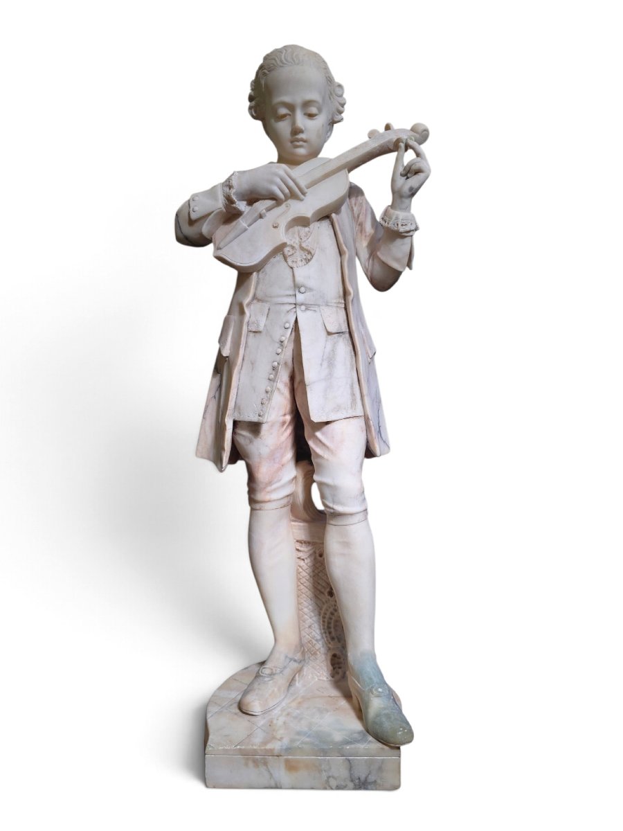 19th-century Italian Alabaster Sculpture (from The Grand Tour Period) Depicting The Young Moza