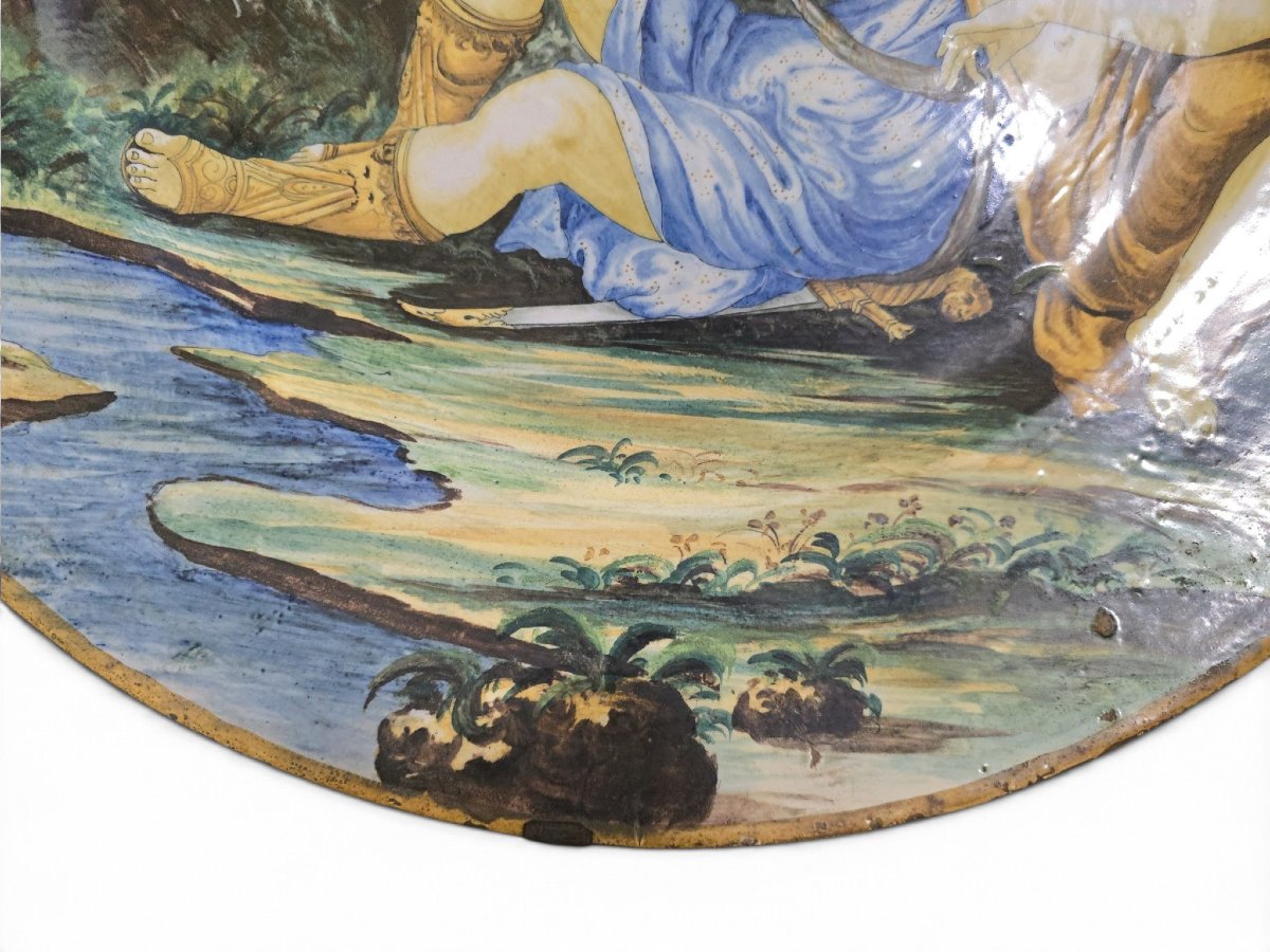 plat en majolique italienne de style « istoriato » (fin du XIXe siècle) représentant Renaud et -photo-2