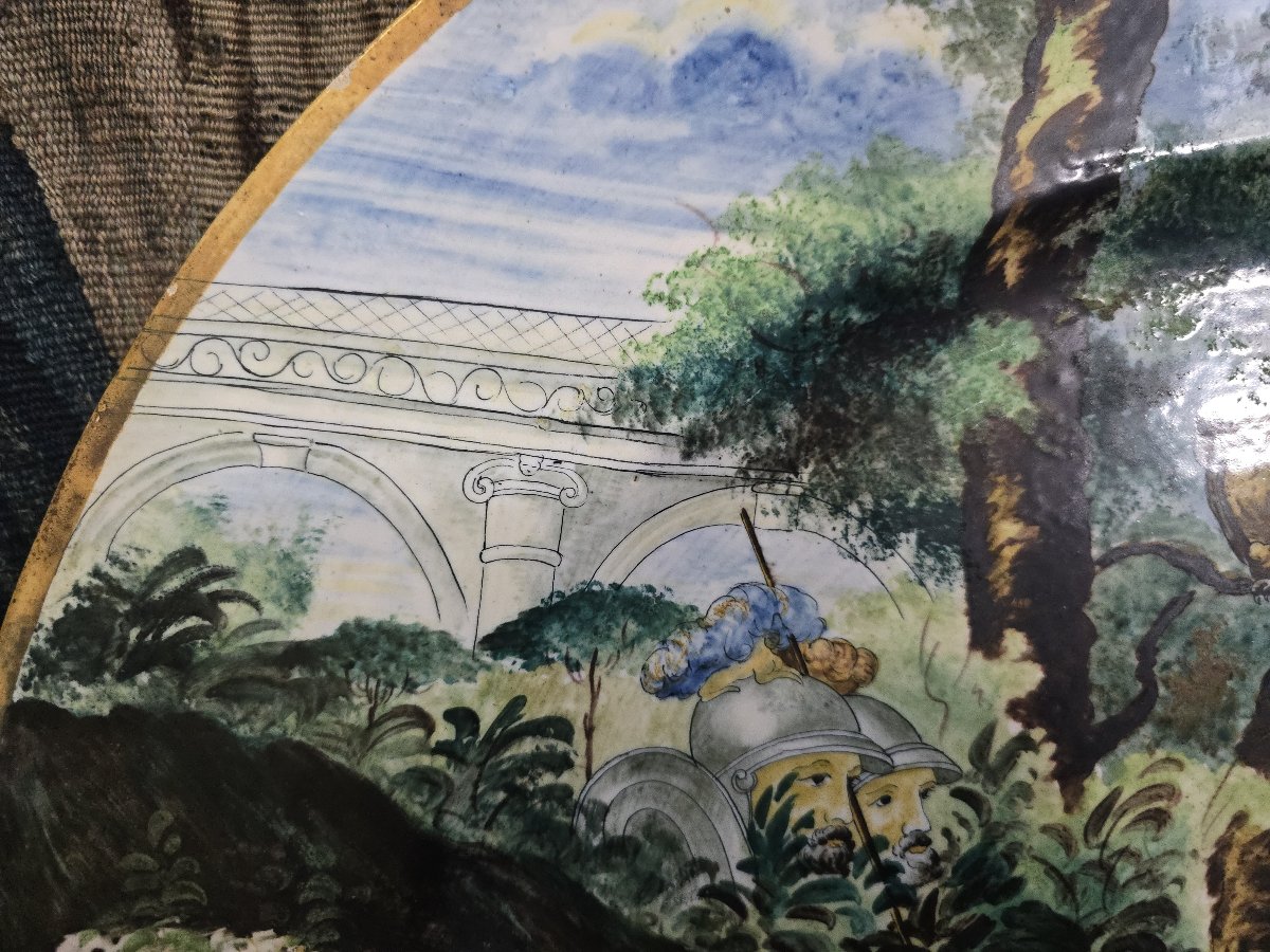 plat en majolique italienne de style « istoriato » (fin du XIXe siècle) représentant Renaud et -photo-4