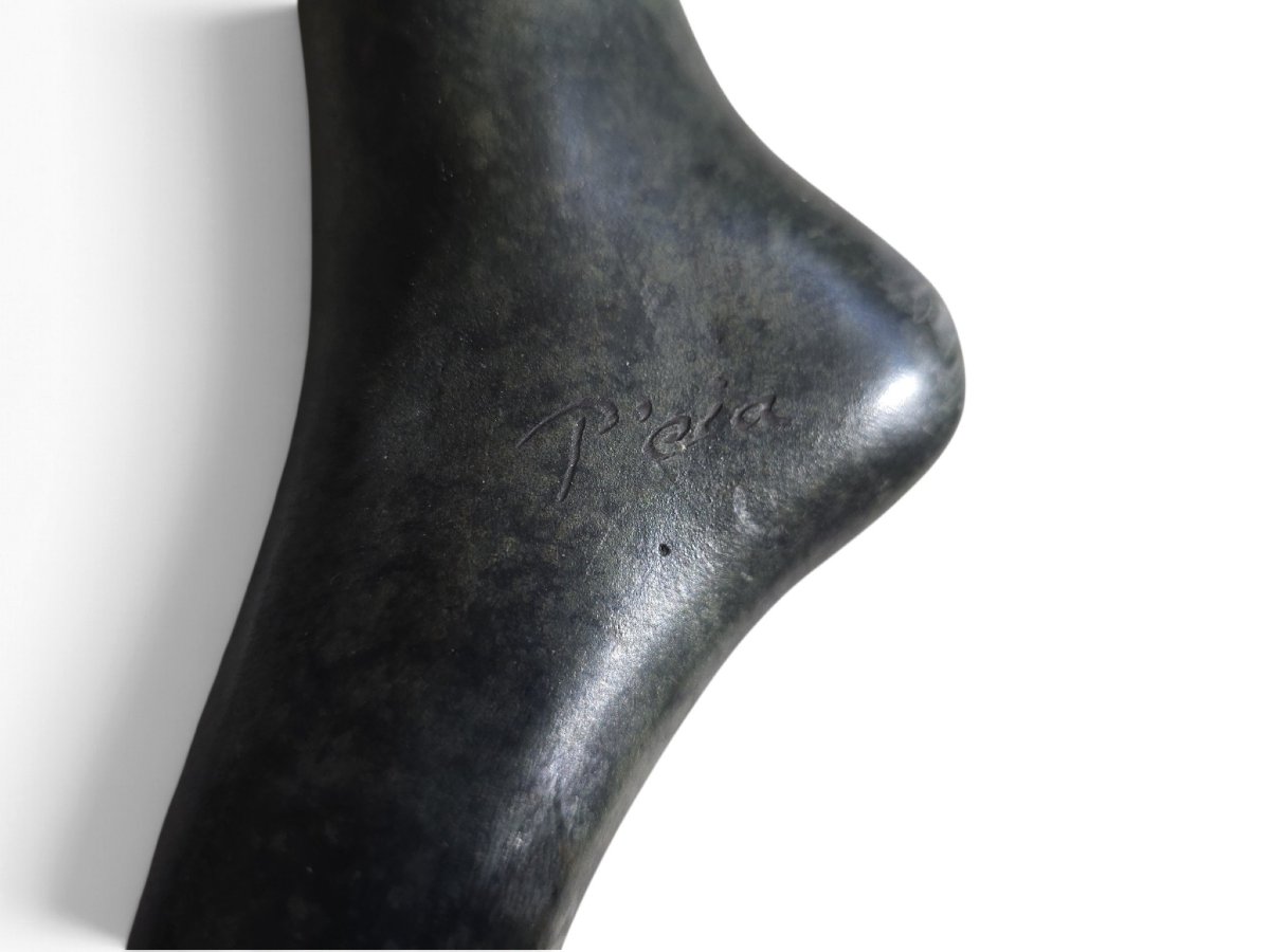 Patricia Peeters (née en 1964), Nu féminin couché monumental en bronze à patine verte, signé « -photo-2