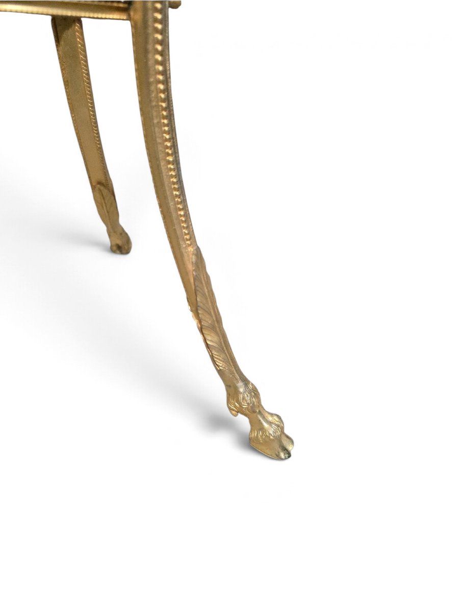 Early 20th-century French Side Table In Gilded Bronze With A Marble Top -photo-3