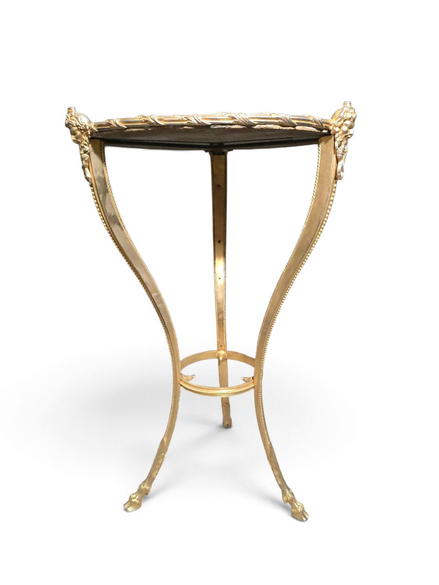 Early 20th-century French Side Table In Gilded Bronze With A Marble Top -photo-4