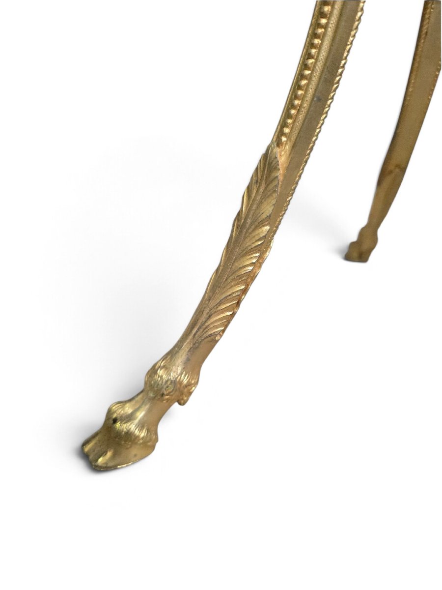 Early 20th-century French Side Table In Gilded Bronze With A Marble Top -photo-2