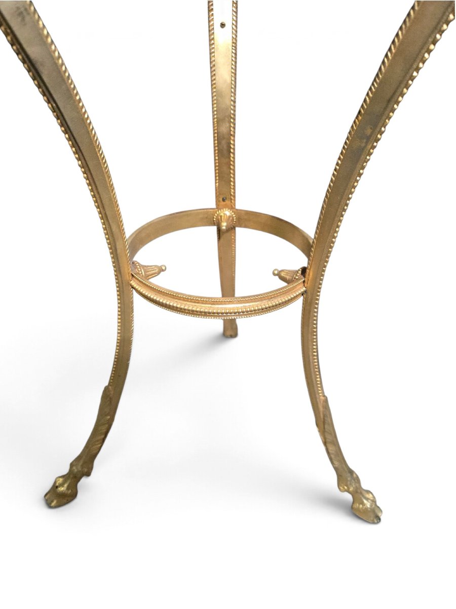 Early 20th-century French Side Table In Gilded Bronze With A Marble Top -photo-3