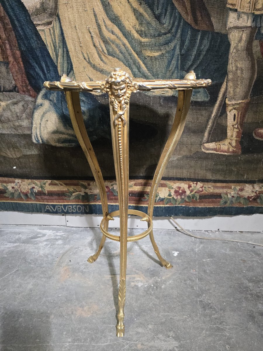 Early 20th-century French Side Table In Gilded Bronze With A Marble Top -photo-6