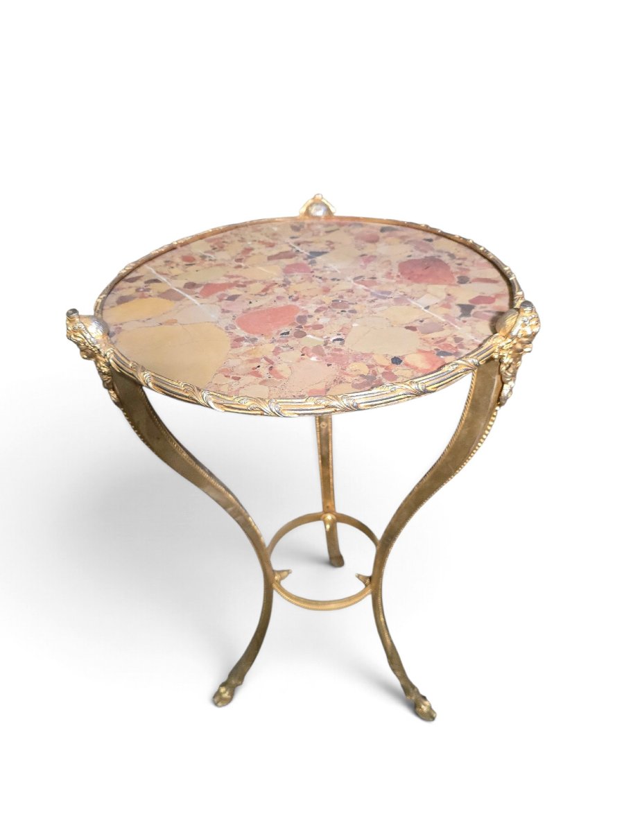 Early 20th-century French Side Table In Gilded Bronze With A Marble Top 