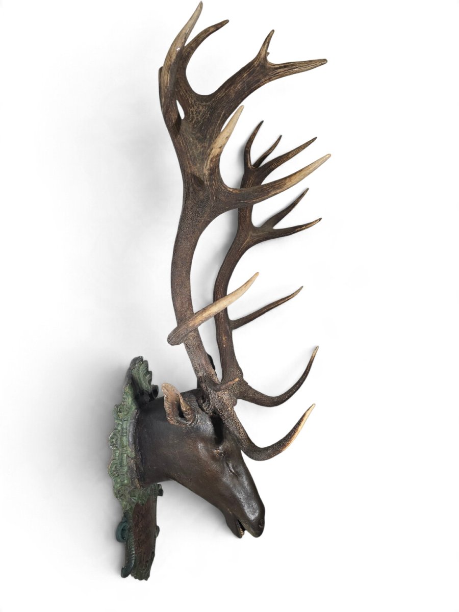 18th-century Red Deer Antler Trophy, 18 Points, Dated 1755, Possibly From The D-photo-3