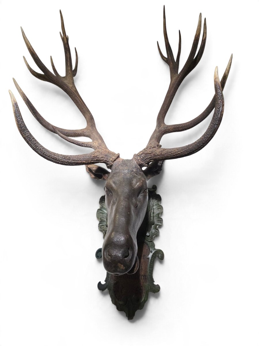 18th-century Red Deer Antler Trophy, 18 Points, Dated 1755, Possibly From The D