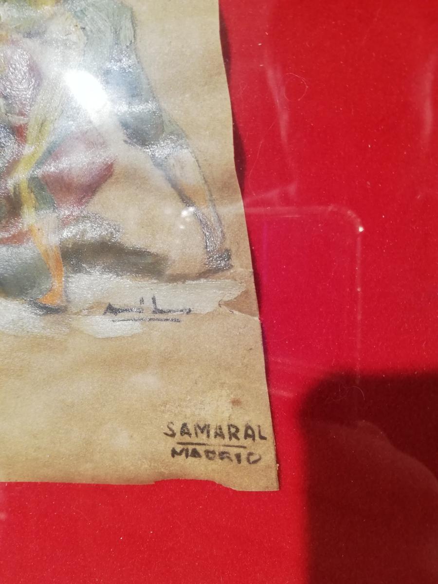 Oil On Paper Signed Samaral Madrid-photo-4