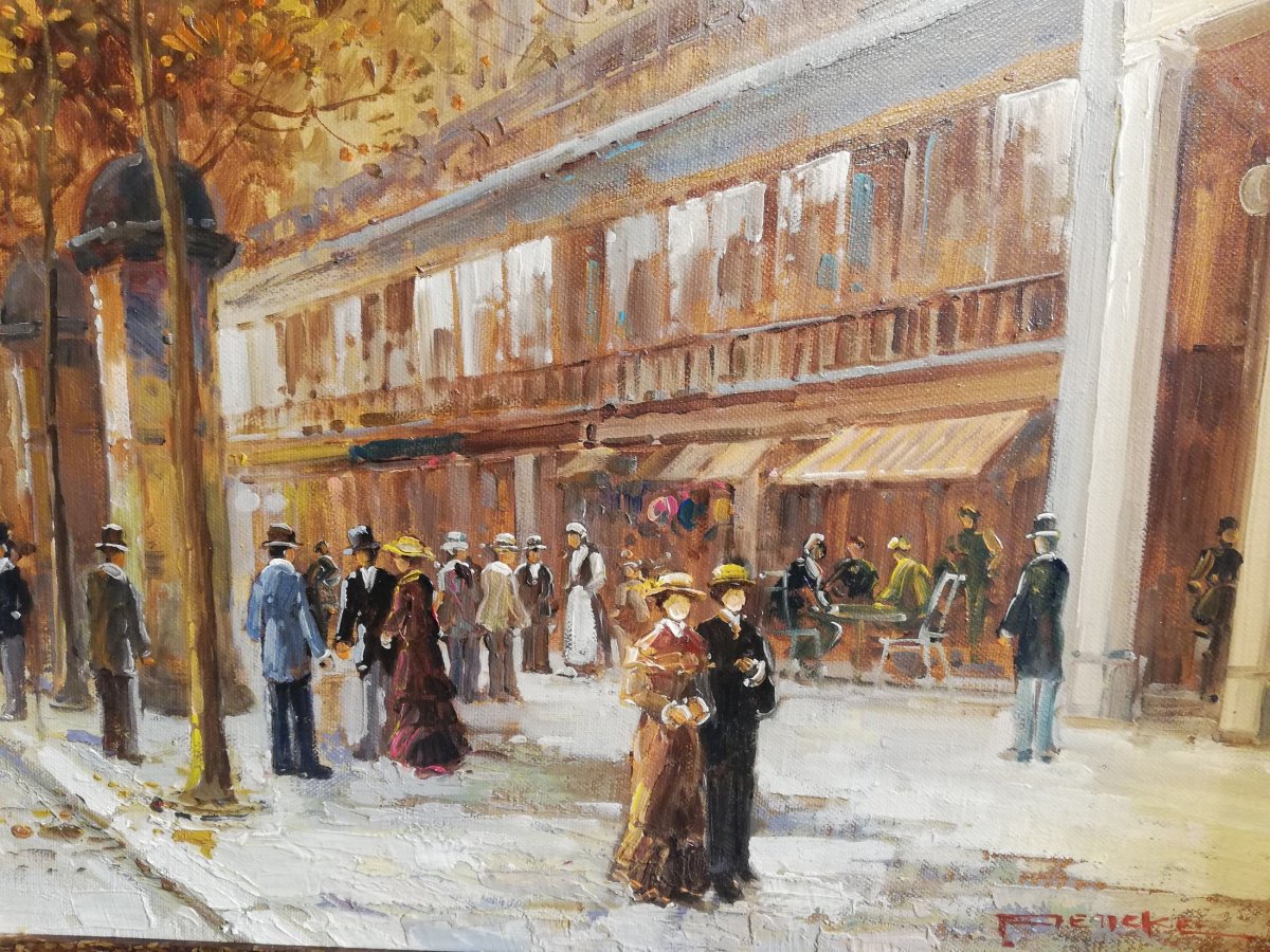 Oil On Canvas View Of Paris-photo-4