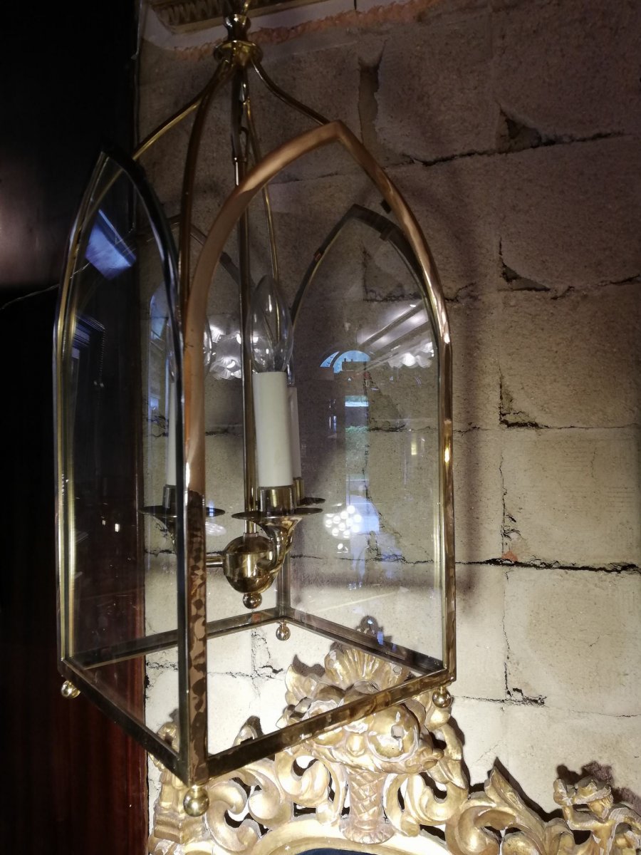 Lanterne En Bronze De Style Louis XVI , Début 20ème.-photo-3