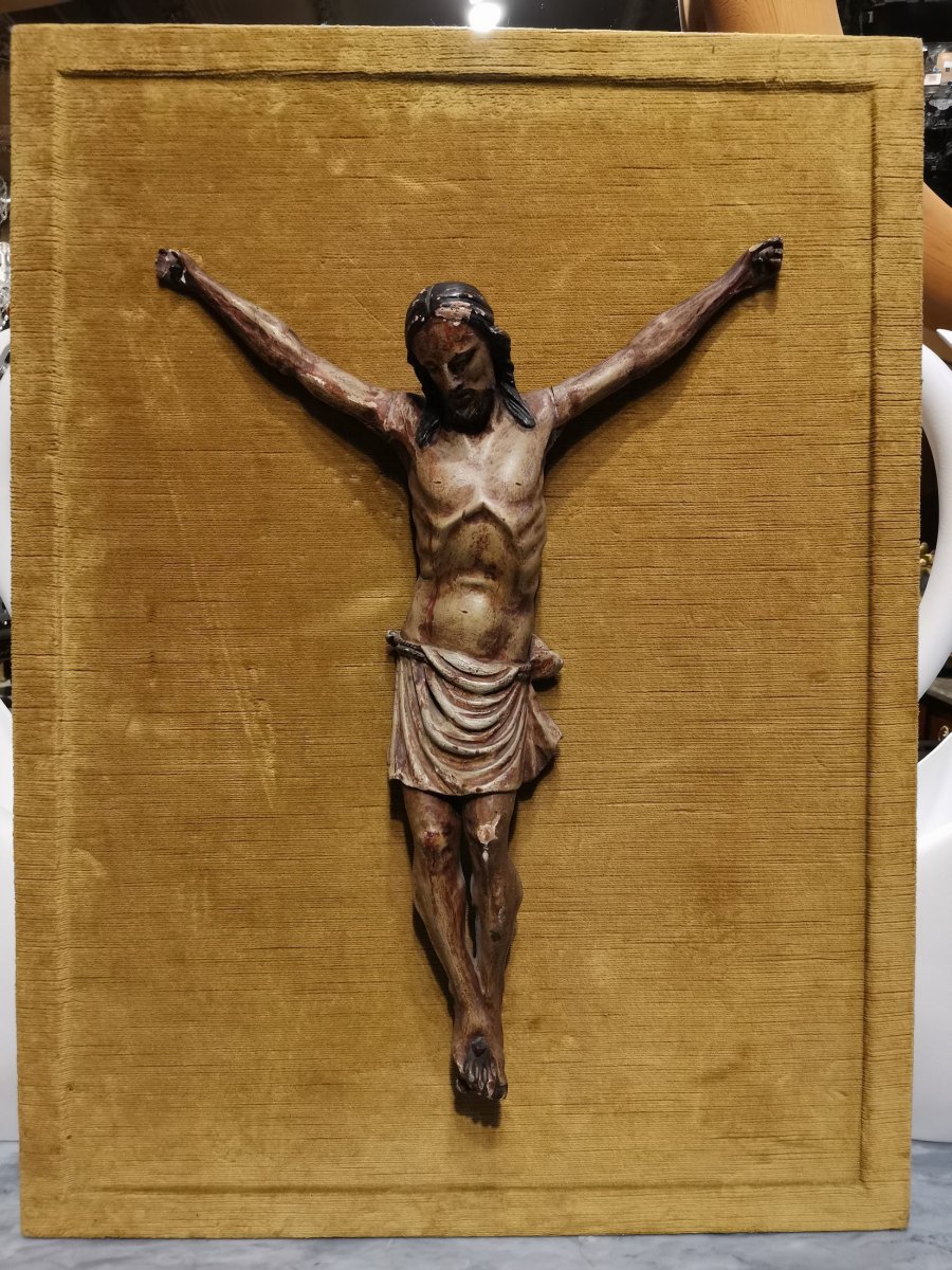 Christ En Bois Polychrome Du 18ème Siècle-photo-3