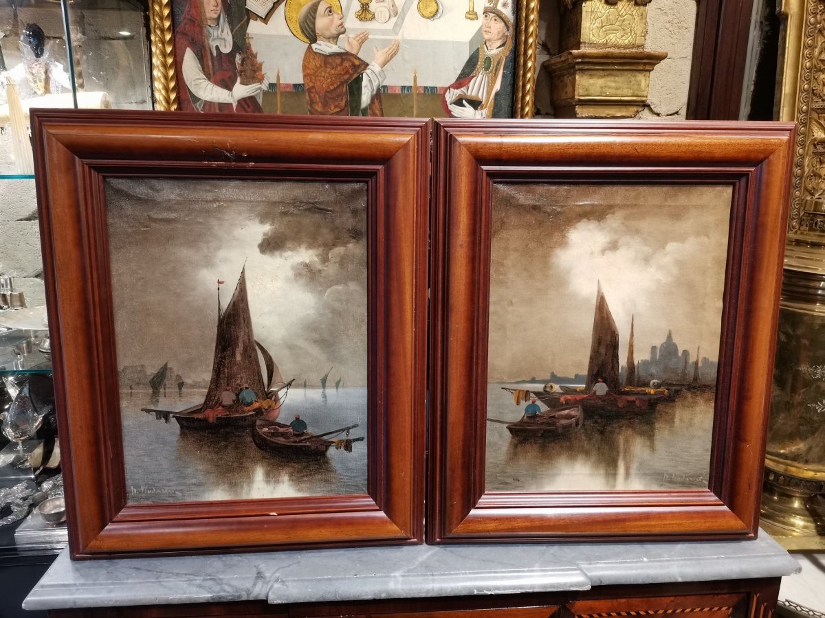 Paire De Cadre Du XIX Eme Huile Sur Toile