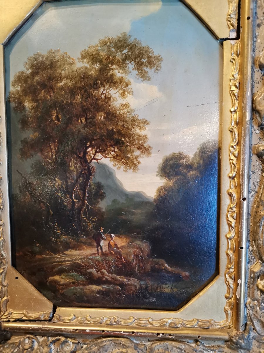 Paire De Huiles Sur Carton Du XIX Eme-photo-1