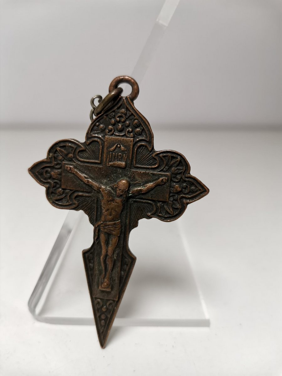 Croix En Bronze ÉmaillÉ Du XVIIIe SiÈcle-photo-4