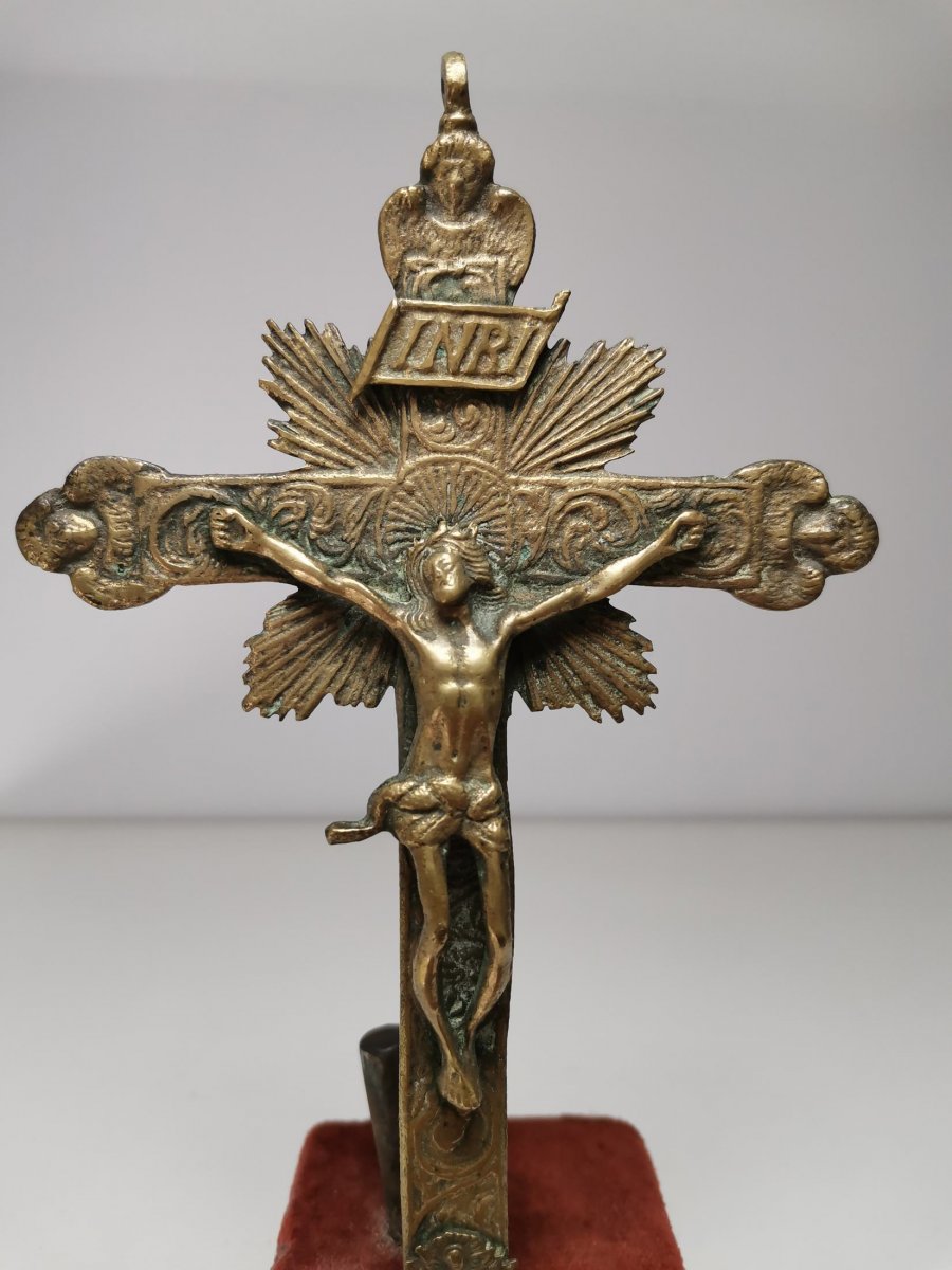 Croix De Bronze Du XVIIe SiÈcle-photo-2
