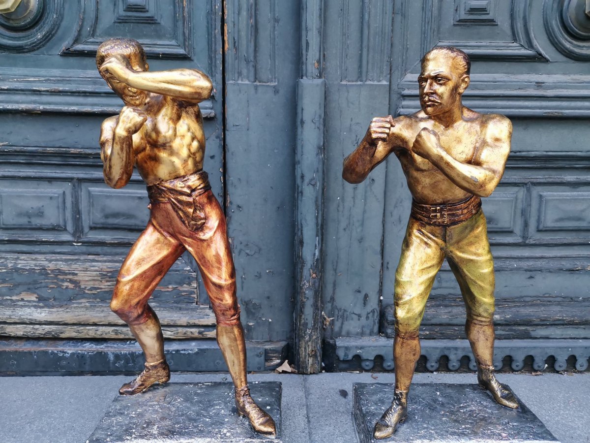 Arthur Waagen C 1895, Sculpture Of American Boxers