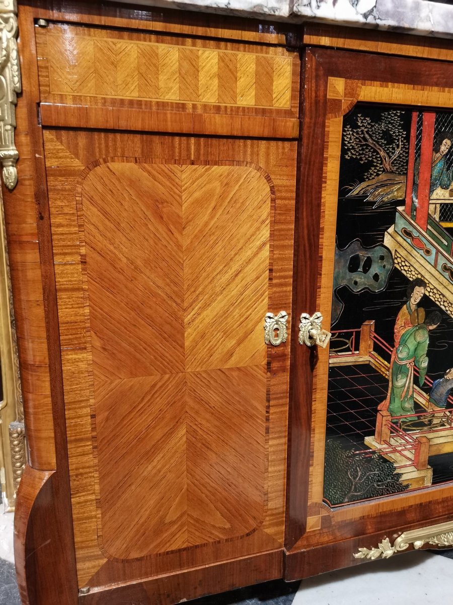 Chinese Lacquer And Marquetry Buffet Commode-photo-2