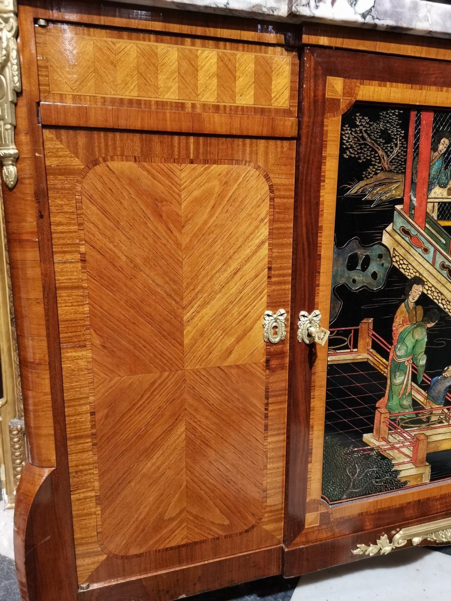 Chinese Lacquer And Marquetry Buffet Commode-photo-2