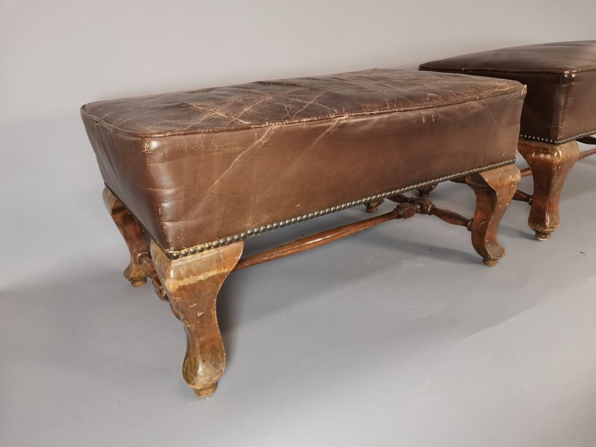 Pair Of Leather Benches-photo-4
