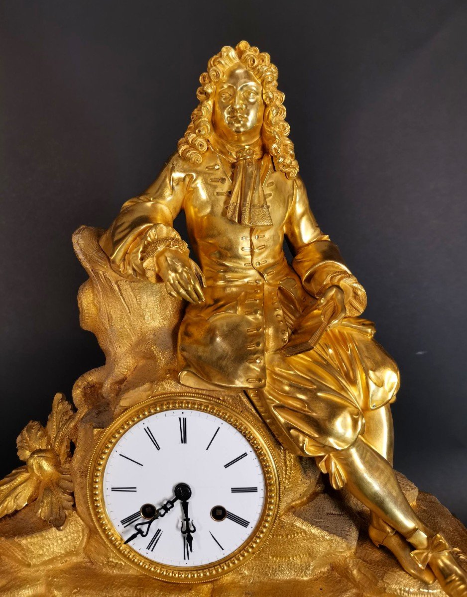 Large Gilt Bronze Clock With Louis Iv-photo-4