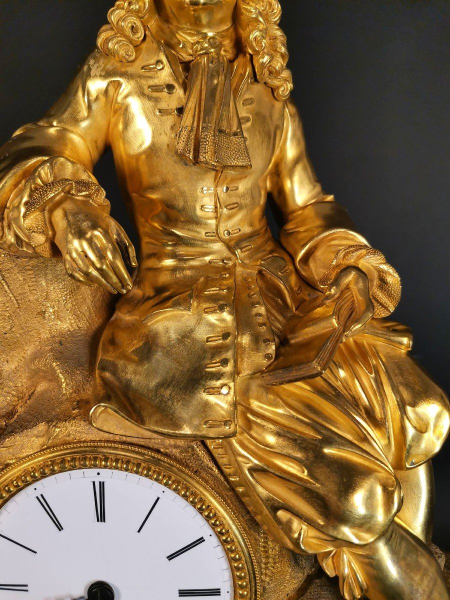 Large Gilt Bronze Clock With Louis Iv-photo-3