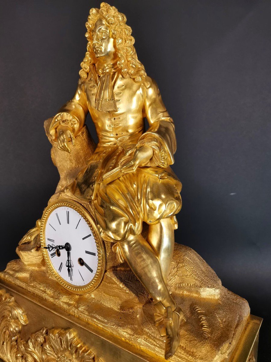 Large Gilt Bronze Clock With Louis Iv-photo-5