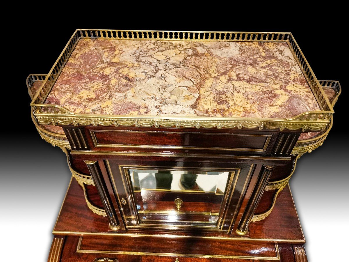 Muséal Bureau Bonheur Du Jour A Parisian Cylinder Louis XVI Period In Mahogany-photo-8