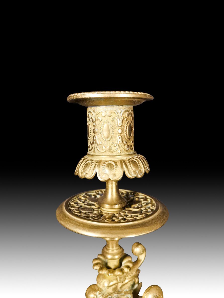 19th Century Bronze Candlestick-photo-3