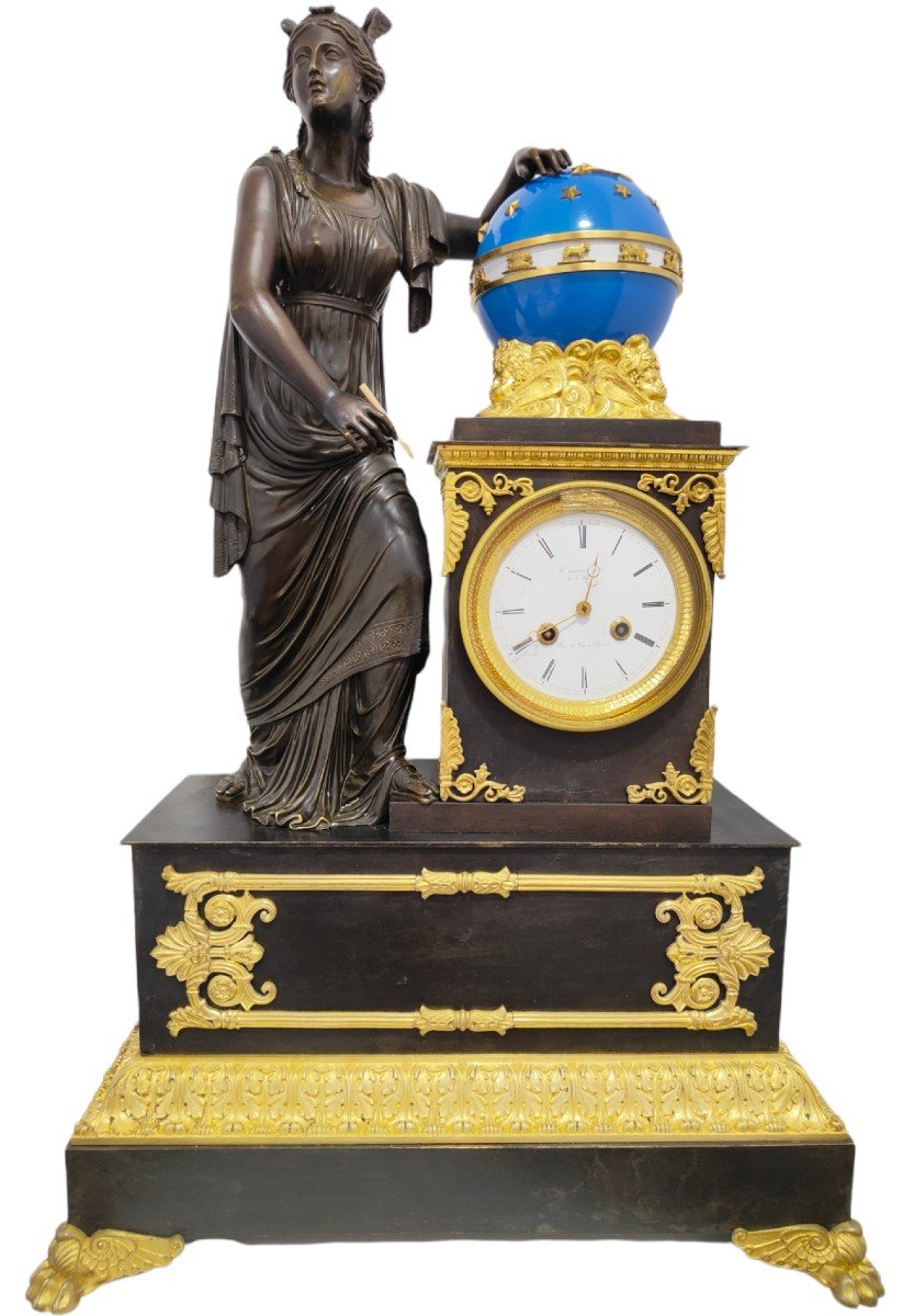 An Empire Fireplace Clock By H.robert-watchmaker De La Reine, Paris, Date Circa 1820-1830