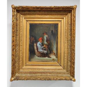 Small Oil Signed David Teniers Le Jeune (antwerp, December 15, 1610 - Brussels, April 25, 1690