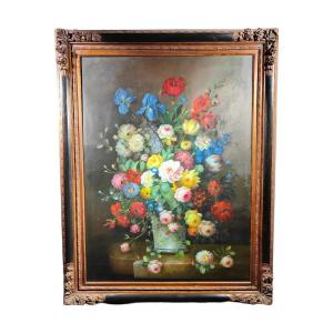 Large Oil With Flowers Signed By Terence Alexander