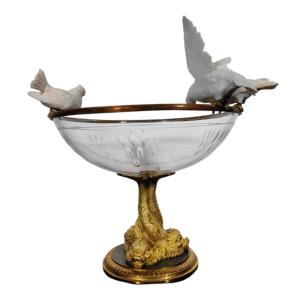 19th Century Crystal And Porcelain Centerpiece