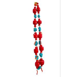Huge Turquoise And Red Coral Necklace