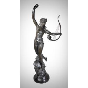 Dancing Nymph With A Shell Harp" By Marcel Debut 110 Cm High