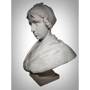 Bust In White Carrara Marble Signed (1927)