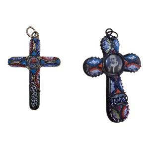2 Crosses With Micromosaic – Rome, 19th Century