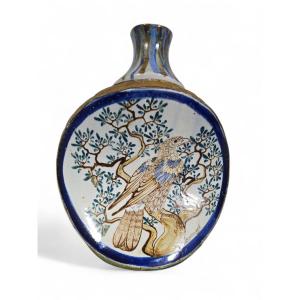 Élégant vase mexicain en porcelaine peinte – Signé – XXe siècle