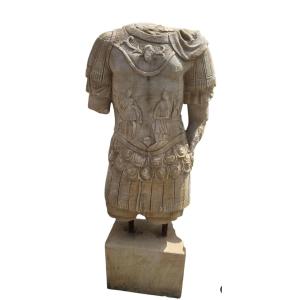 Sculpture antique en marbre sculptée à la main d'un empereur romain, début 1900
