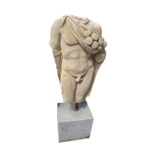 Grand torse d'Hercule en marbre classique sur socle, début du XXe siècle