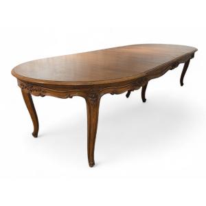 Large Extendable Dining Table In Solid 18th-century Oak