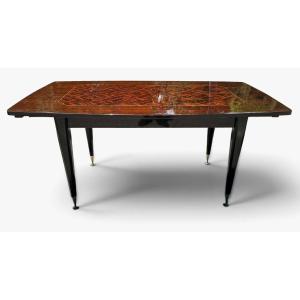 Table de salle à manger extensible de luxe, style Art déco, années 1970