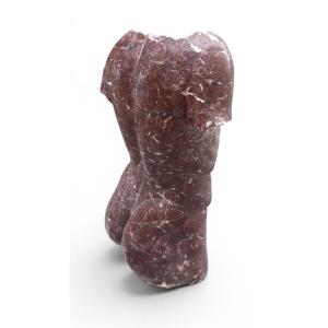 Male Torso Carved In Italian Red Marble