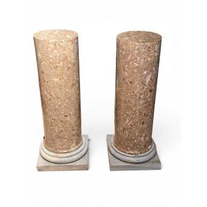 Pair Of Breccia Marble Pedestals, Late 18th Century